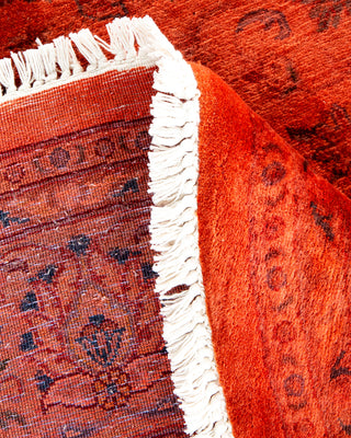Contemporary Hand-Knotted Overdyed Orange Round Area Rug 5' 4" x 5' 4"