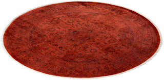 Contemporary Hand-Knotted Overdyed Orange Round Area Rug 5' 4" x 5' 4"