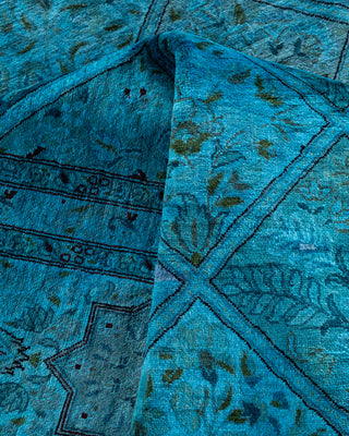 Overdyed Hand-Knotted Blue Area Rug 8' 2" x 16' 10"