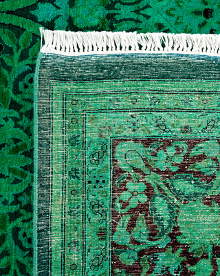 Modern Overdyed Hand Knotted Wool Green Area Rug 8' 2" x 10' 4"