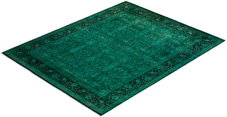 Modern Overdyed Hand Knotted Wool Green Area Rug 8' 2" x 10' 4"