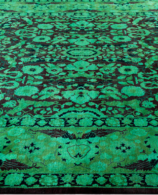 Overdyed Hand-Knotted Wool Modern-Contemporary Green Area Rug 7' 10" x 10' 5"