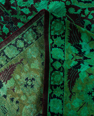 Overdyed Hand-Knotted Wool Modern-Contemporary Green Area Rug 7' 10" x 10' 5"