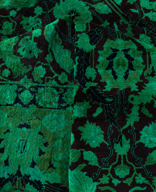 Overdyed Hand-Knotted Wool Modern-Contemporary Green Area Rug 7' 10" x 10' 5"