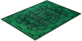 Overdyed Hand-Knotted Wool Modern-Contemporary Green Area Rug 7' 10" x 10' 5"