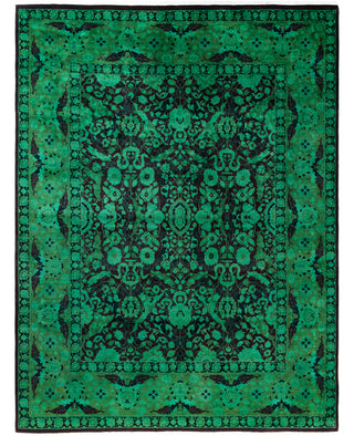 Overdyed Hand-Knotted Wool Modern-Contemporary Green Area Rug 7' 10" x 10' 5"