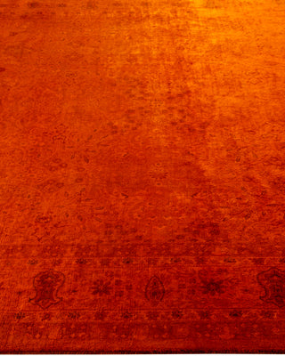 Modern Overdyed Hand Knotted Wool Orange Area Rug 6' 2" x 9' 3"