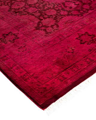 Modern Overdyed Hand Knotted Wool Pink Area Rug 6' 1" x 9' 3"