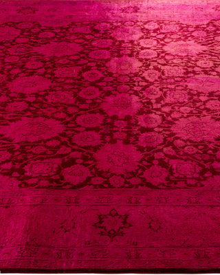 Modern Overdyed Hand Knotted Wool Pink Area Rug 6' 1" x 9' 3"