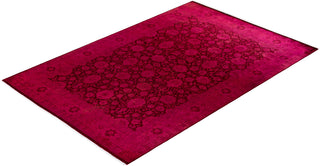 Modern Overdyed Hand Knotted Wool Pink Area Rug 6' 1" x 9' 3"