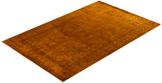 Modern Overdyed Hand Knotted Wool Gold Area Rug 6' 1" x 9' 5"