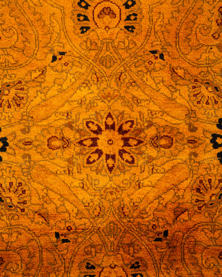 Contemporary Hand Knotted Overdyed Orange Runner 2' 7" x 16' 8"