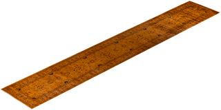 Contemporary Hand Knotted Overdyed Orange Runner 2' 7" x 16' 8"