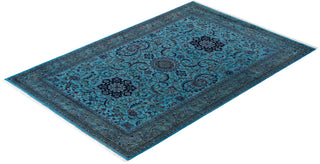 Modern Overdyed Hand Knotted Wool Blue Area Rug 6' 0" x 9' 2"