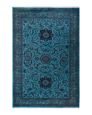 Contemporary Fine Vibrance Blue Wool Area Rug 6' 0" x 9' 2"