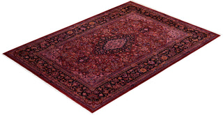 Contemporary Hand Knotted Overdyed Red Area Rug 6' 0" x 9' 0"