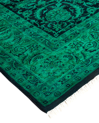 Modern Overdyed Hand Knotted Wool Green Area Rug 6' 1" x 9' 3"