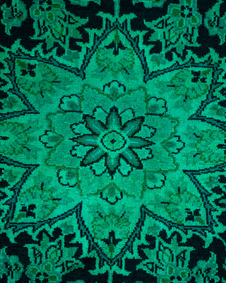 Contemporary Hand-Knotted Overdyed Green Area Rug 6' 1" x 9' 3"