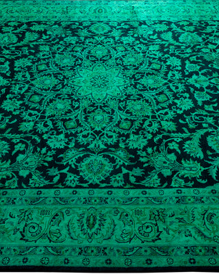 Modern Overdyed Hand Knotted Wool Green Area Rug 6' 1" x 9' 3"