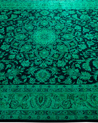 Contemporary Hand-Knotted Overdyed Green Area Rug 6' 1" x 9' 3"