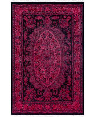 Overdyed Hand-Knotted Wool Modern-Contemporary Purple Area Rug 4' 6" x 7' 0"