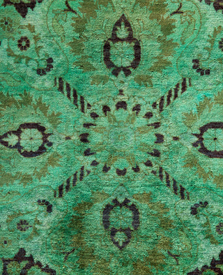 Overdyed Hand-Knotted Wool Modern-Contemporary Green Area Rug 9' 1" x 11' 9"