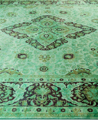 Overdyed Hand-Knotted Wool Modern-Contemporary Green Area Rug 9' 1" x 11' 9"