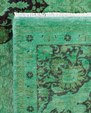 Overdyed Hand-Knotted Wool Modern-Contemporary Green Area Rug 9' 1" x 11' 9"