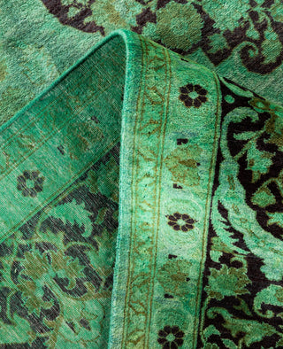 Overdyed Hand-Knotted Wool Modern-Contemporary Green Area Rug 9' 1" x 11' 9"