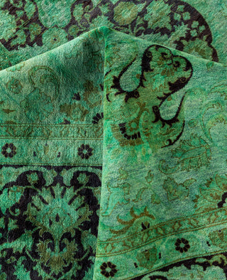 Overdyed Hand-Knotted Wool Modern-Contemporary Green Area Rug 9' 1" x 11' 9"