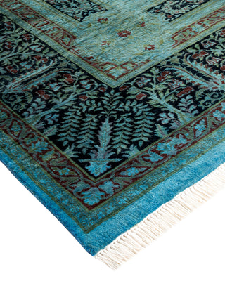 Modern Overdyed Hand Knotted Wool Blue Area Rug 9' 2" x 12' 1"