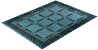 Modern Overdyed Hand Knotted Wool Blue Area Rug 9' 2" x 12' 1"