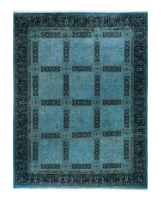 Contemporary Fine Vibrance Blue Wool Area Rug 9' 2" x 12' 1"