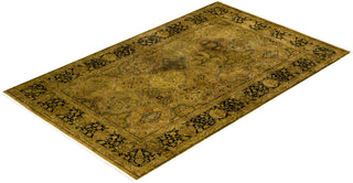 Modern Overdyed Hand Knotted Wool Gold Area Rug 4' 7" x 7' 4"