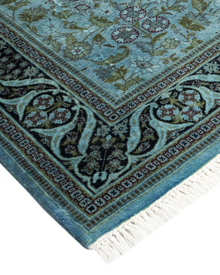 Modern Overdyed Hand Knotted Wool Blue Runner 2' 7" x 10' 1"