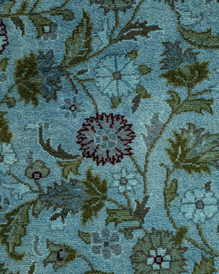 Contemporary Hand-Knotted Overdyed Blue Runner 2' 7" x 10' 1"