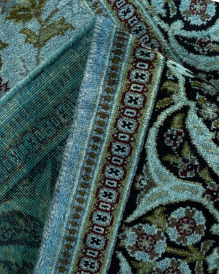 Contemporary Hand-Knotted Overdyed Blue Runner 2' 7" x 10' 1"