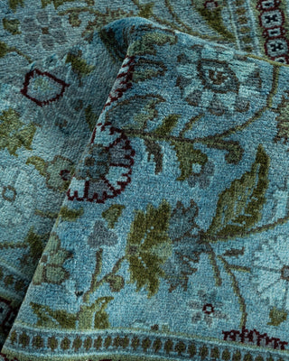 Contemporary Hand-Knotted Overdyed Blue Runner 2' 7" x 10' 1"