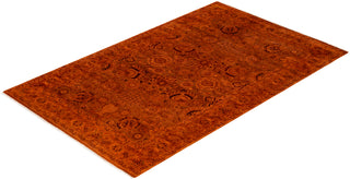 Contemporary Hand-Knotted Overdyed Orange Area Rug 4' 7" x 7' 2"