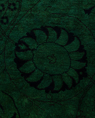 Contemporary Overdyed Wool Hand Knotted Green Area Rug 3' 2" x 5' 1"