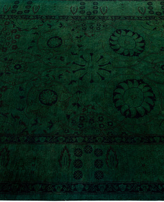 Contemporary Overdyed Wool Hand Knotted Green Area Rug 3' 2" x 5' 1"