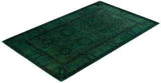 Contemporary Overdyed Wool Hand Knotted Green Area Rug 3' 2" x 5' 1"