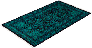Contemporary Overdyed Wool Hand Knotted Green Area Rug 3' 1" x 5' 2"