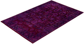 Overdyed Hand-Knotted Wool Modern-Contemporary Purple Area Rug 4' 2" x 6' 4"