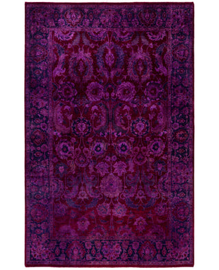 Overdyed Hand-Knotted Wool Modern-Contemporary Purple Area Rug 4' 2" x 6' 4"