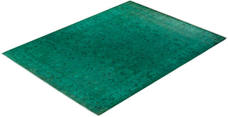 Modern Overdyed Hand Knotted Wool Green Area Rug 9' 3" x 12' 4"