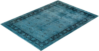 Modern Overdyed Hand Knotted Wool Blue Area Rug 6' 2" x 8' 5"