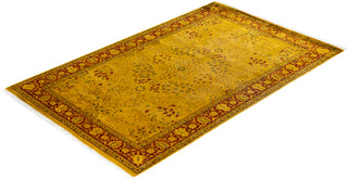 Overdyed Hand-Knotted Wool Modern-Contemporary Gold Area Rug 4' 8" x 7' 3"