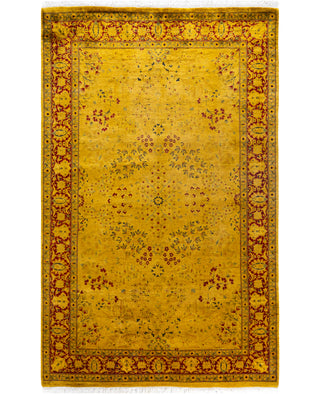 Overdyed Hand-Knotted Wool Modern-Contemporary Gold Area Rug 4' 8" x 7' 3"
