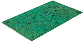Contemporary Fine Vibrance Blue Wool Area Rug - 3' 2" x 5' 2"